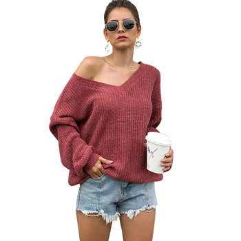 

tie up V neck sweater women tops spring plain faux rabbit fur fabric soft pullovers sweater women long ssleeves flat knitted top