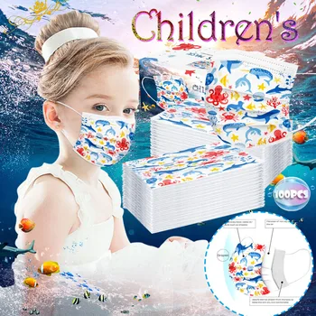 

20/30/40/100 iChildren's Lovely Print boy And Girl Cartoon double layer protection Floral Print Printing Windproof pure cotton 3