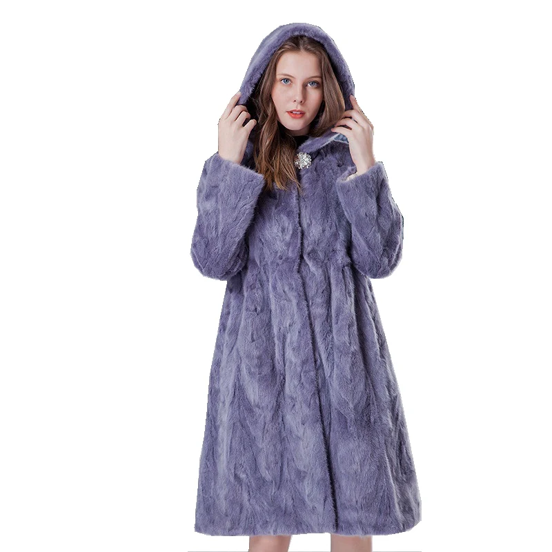 Роскошное пальто из натурального меха норки куртка с капюшоном осенне зимняя