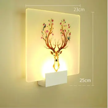 

LED Wall Lamp Vase Shape Bedside Light For Bathroom House Deer Horn Seabed Deer Dandelion Lotus Peony
