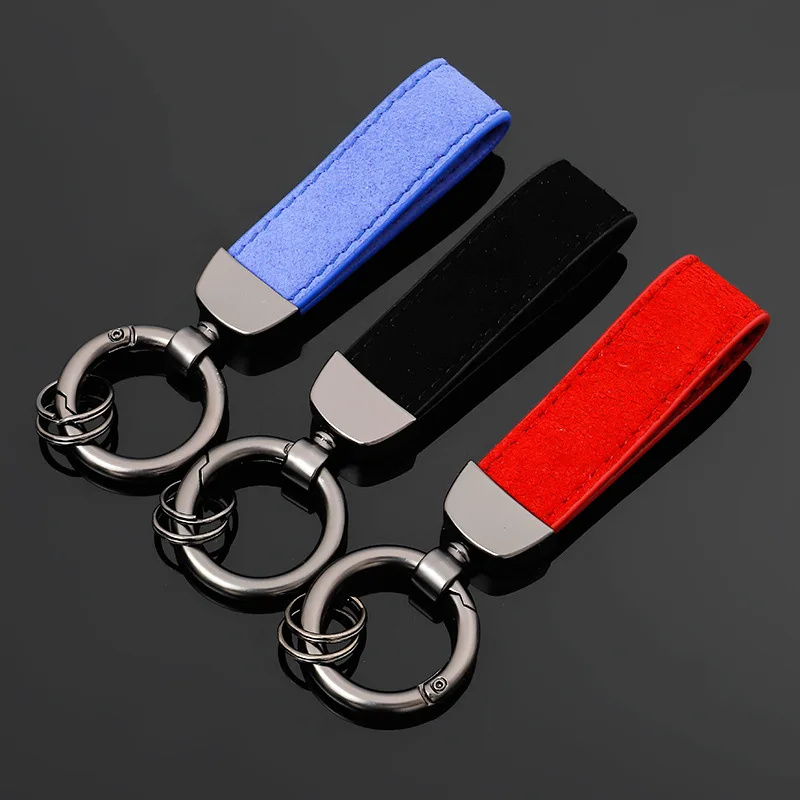 Alcantara Metal Leather With Logo Car Keychain Key Chain Rings For Bmw