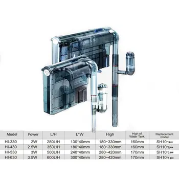 

HI 330 430 530 630 Filter Leecom Waterfall Hanging Filter HI 330 430 530 630 With Surface Skimmer