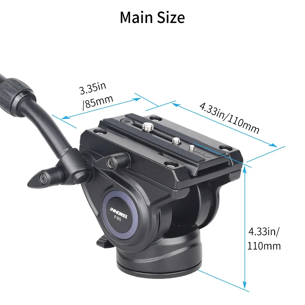 F80 видео головка с регулируемой рукояткой панорамный гидравлический штатив для камеры монопод головка для слайдера Manfrotto быстросъемная пластина