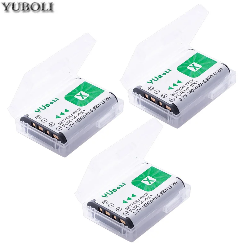 3battery Yuboli 2 шт. NP-BX1 NP BX1 Батарея+ ЖК-дисплей Зарядное устройство для sony DSC-RX100 DSC-WX500 Характеристическая вязкость полимера HX300 WX300 X3000R MV1 AS30V HDR-AS300 AS200V - Цвет: 3battery