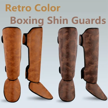 Retro Kleur Muay Thai Boksen Scheenbeschermer Wreef Protector Mma Kickboksen Enkel Ondersteuning Martial Arts Kick Boksen Legging Apparatuur
