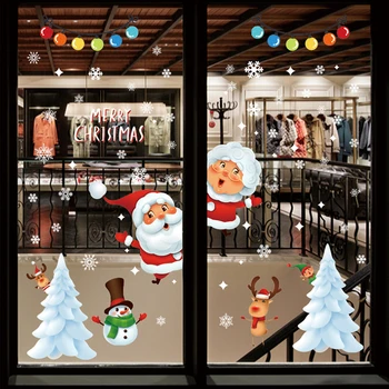 

Christmas Decoration Cute Ornament PVC Holiday Murals Home Living Room Party DIY Decals Shops Window Glass New Year Wall Sticker