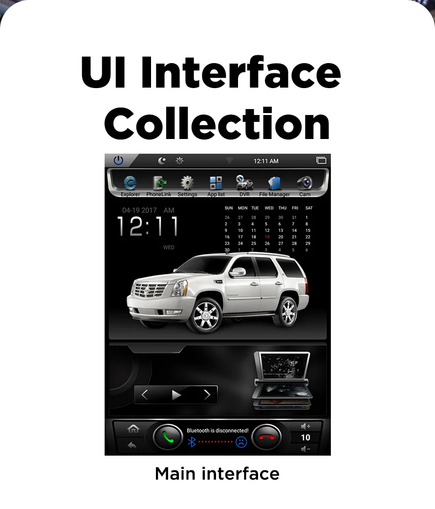 Top Vertical Screen 10.4" Quad Core Tesla 1024*768 Android Car DVD GPS Navigation Radio Audio Player for Cadillac Escalade RAM 2GB 14