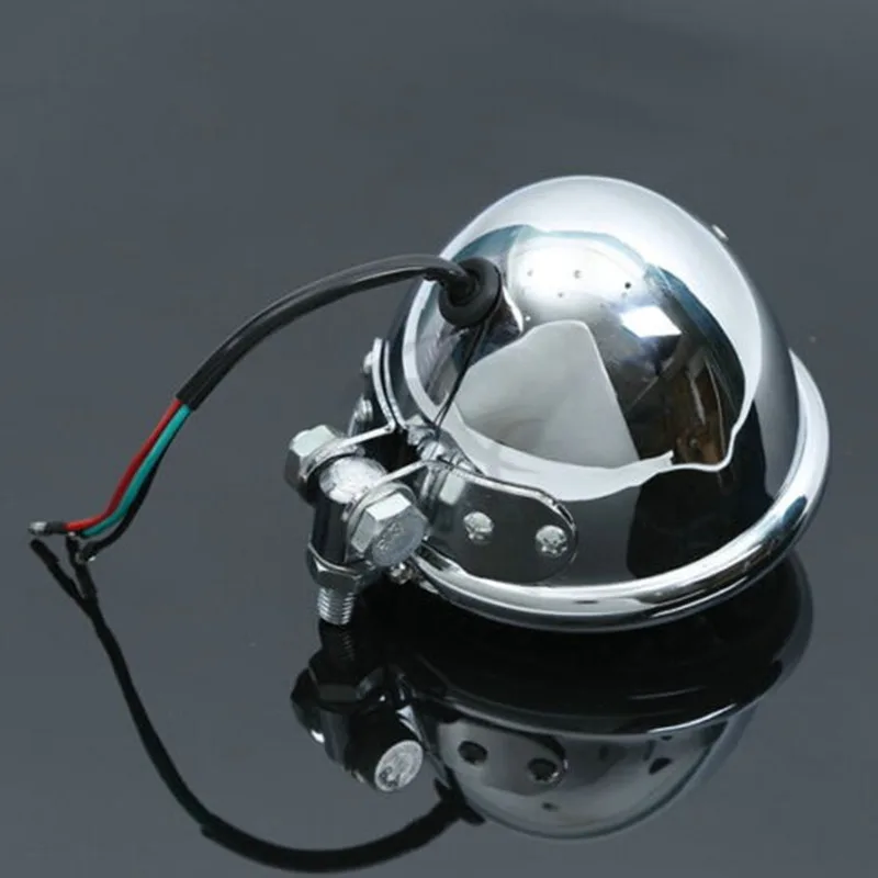 Motorcycle Black/Chrome 4" Metal H4 Mini Custom Headlight For Harley Sportster Curiser Road King