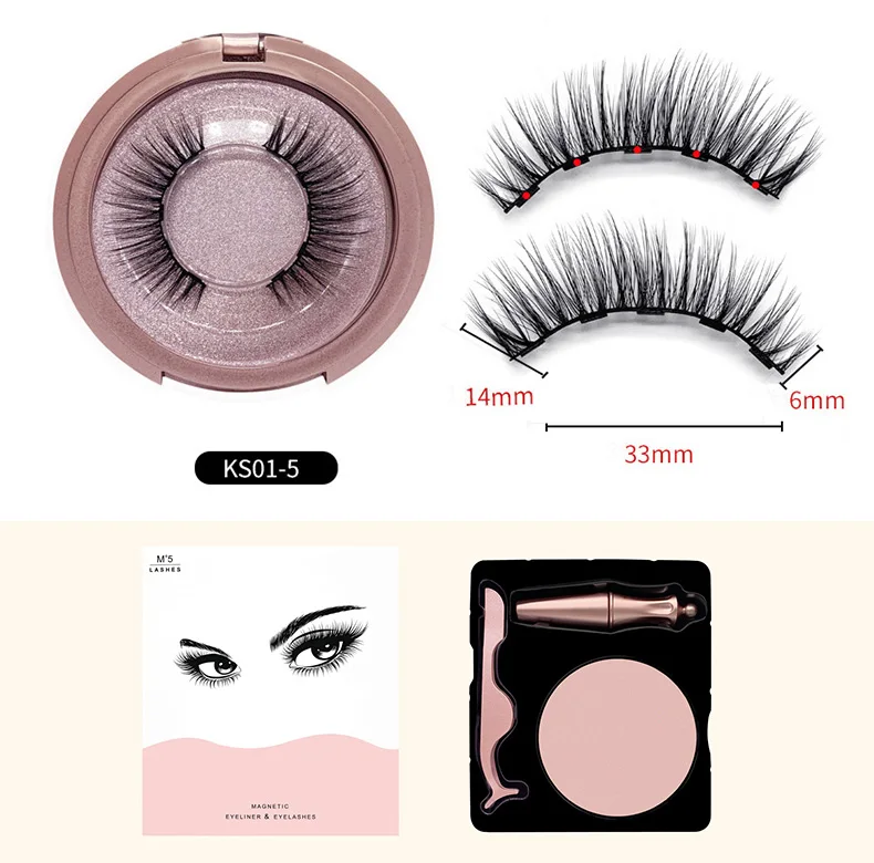 Magnetic eyeliner solution with false eyelashes set magnetic eyelash pencil 3D magnetic eyelashes 5 magnetic Free Shipping - Цвет: KS01-5