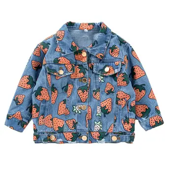 

New Spring Girls Denim Jackets Children Denim Coat Cartoon Pattern Kids Jeans Coat Children Outerwear Clothes