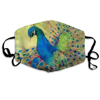 

Peacock Washable Reusable Mask, Cotton Anti Dust Half Face Mouth Mask For Kids Teens Men Women With Adjustable Ear Loops