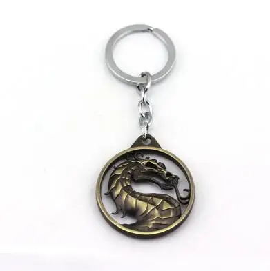 Модные Винтаж Шарм игры Mortal Kombat брелок мужской ремень с бляшкой драконом из алюминиевого сплава с брелком-держателем для ключей подарок для Для мужчин аксессуары для автомобильных ключей - Цвет: K128-1