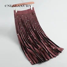 Осенняя Женская Базовая Трикотажная плиссированная юбка миди, шерстяная юбка faldas mujer, соединенная юбка, офисная одежда, женские повседневные трикотажные юбки в горошек, Saia