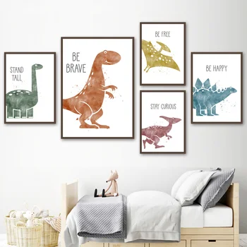 

Cute dinosaur cartoon animal quote children room nordic decoration Painting living wall art Home Decor posters canvas painting