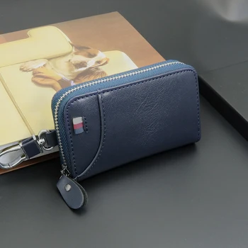 

Fashion Leather House Key Bag Car Key Organizer Thin Key Case Mini Key Pocket Multifunctional Men Women Hand Bag