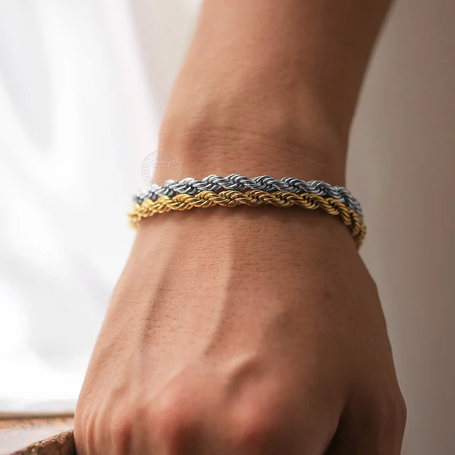 Stainless Steel Twisted Rope Chain Bracelets Adjustable for Men Women - Image 2