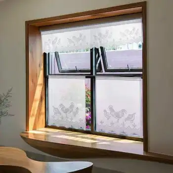 

3PCS Lace Short Sunshade Kitchen Curtain Door Curtain TV Decorative Cover Light Flow Home Decoration Rooster Pattern S/L