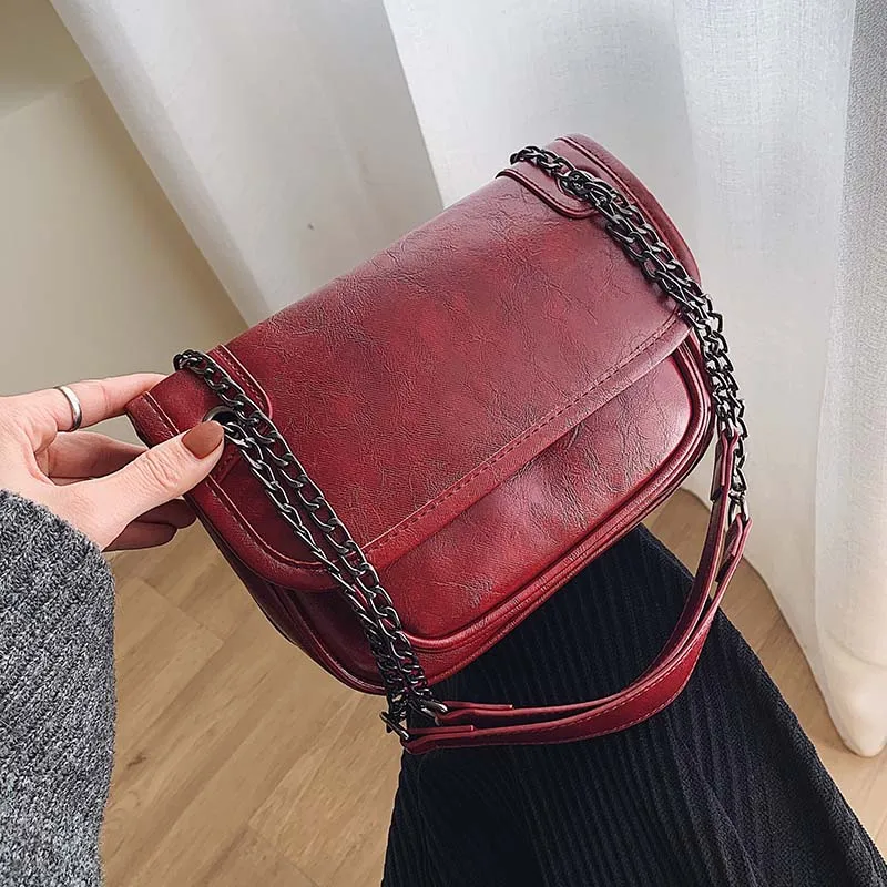 

Simple Solid Color Pu Leather Crossbody Bags For Women 2019 Chain Crossbody Shoulder Bag Female Handbags Fashion