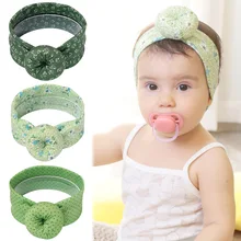 

3pcs/set Green Flower Print Baby Headband Newborn Soft Cotton Turban Bebes Dot Printed Little Girl Turban Toddlers Photo Props