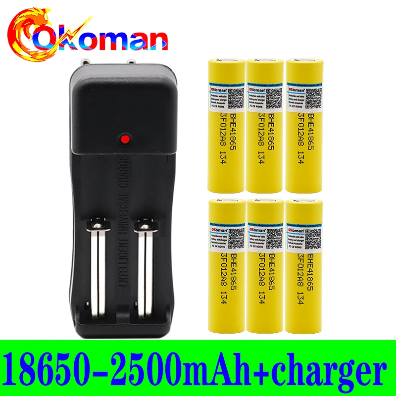 100% New Origina HE4 3.7v 2500mah 18650 Lithium Rechargeable Battery For battery pack power tool Flashlight batteries +Charger |
