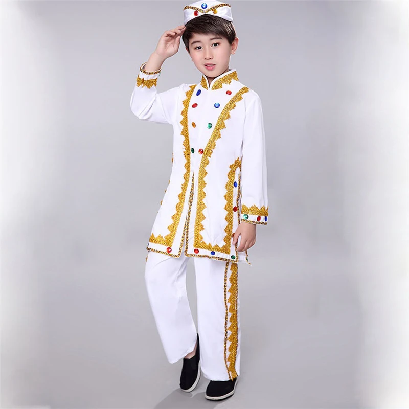 Детские костюмы уйгур Казахский в народном стиле, детское платье для танцев, костюм для девочек и мальчиков Синьцзян национального танца Костюмы, праздничная одежда - Цвет: Color 8