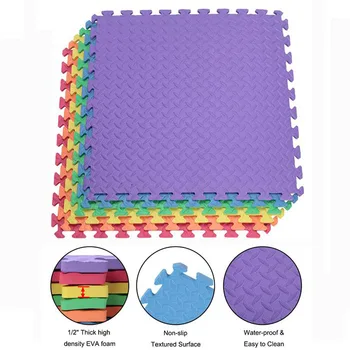 

US 54 Pcs Household Anti-Skid Moisture-Proof Eva Environmental Protection Ground Mat Fitness Mat Leaf Pattern Six Colors
