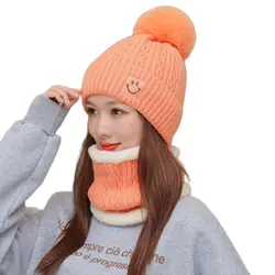 2021 Winter Hat Scarf Woman Outdoor Riding Windproof Earmuffs Knitted Fur Cap Scarf Set Women'S  Warm Beanie Fur Hat