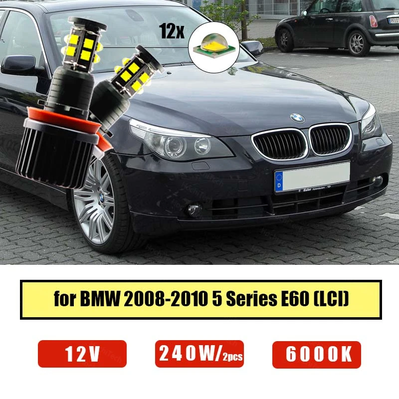 

White Ultra Bright Free Error 6000K LED Light Bulb h8/h11 LED Angel Eyes Marker for BMW 2008-2010 5 Series E60 (LCI) 240W