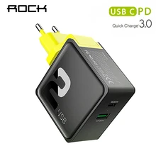 PD QC 3.0 FCP Dual USB Зарядное устройство, рок 36 Вт быстро путешествия Зарядное устройство для iPhone X 8 Plus с pd Тип C до Освещение кабель для зарядки 15 вт