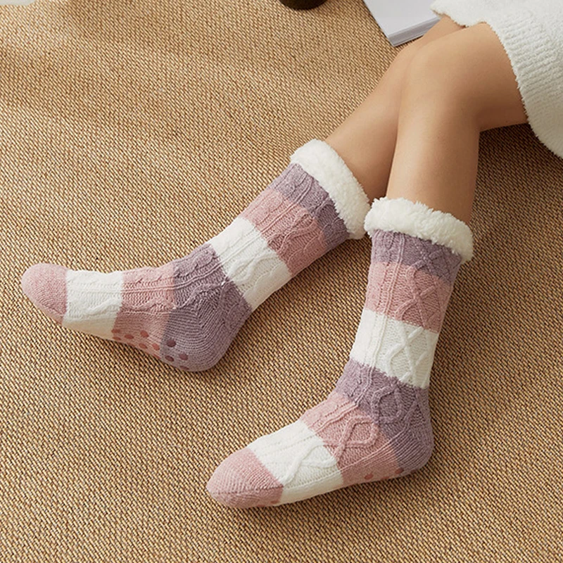 Chaussettes Moelleuses Antidérapantes Pour La Maison Femme Hiver