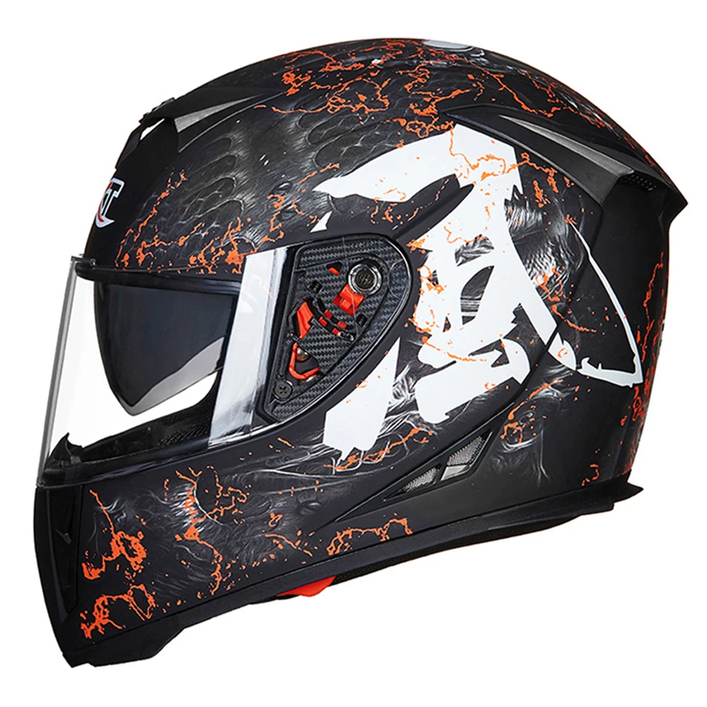 Matte Black Motorcycle Helmet Men Crash Helmets Dual Lens Anti-fog Moto Motorbike Full Face Helmet Motocross Racing Helmet