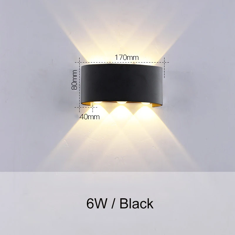 Настенный светильник в скандинавском стиле, светодиодный алюминиевый светильник для наружного использования, белый, черный, современный светильник для дома, лестницы, спальни, прикроватный светильник для ванной комнаты ZBW0010 - Цвет абажура: 6W Black