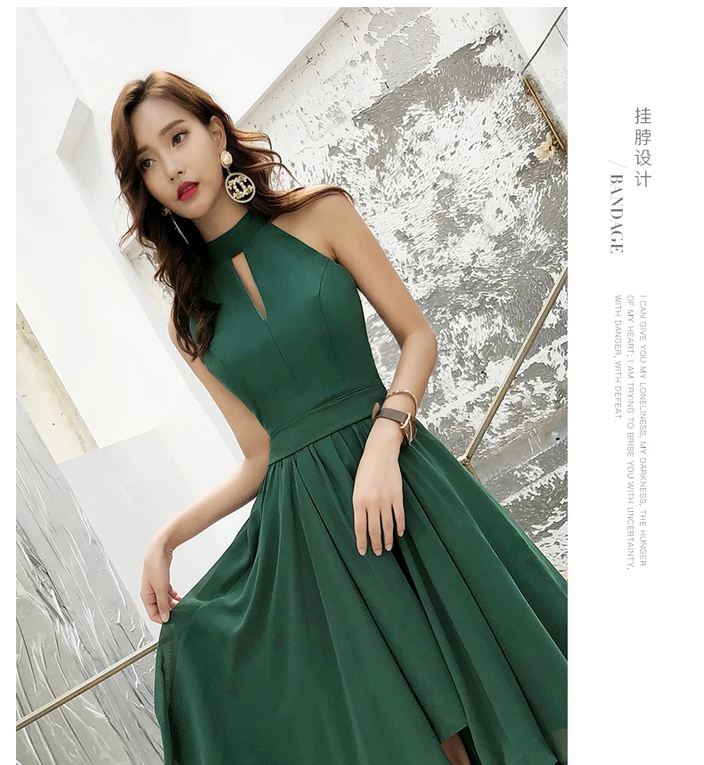 formal gowns for women Beach Evening Dresses Sexy Halter Sleeveless Short Front Long Back Prom Plus Size  Green Chiffon Gowns plus size formal dresses & gowns