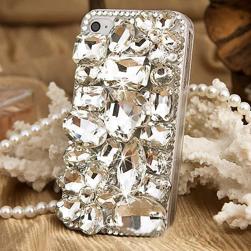 

White Stone Case For Xiaomi Mi 9 SE 8 A1 A2 Leather Cover for Redmi Note 7 6 5 Pro 4 4A 4X 6A 5A Prime 5 Plus Handmade DIY Capa