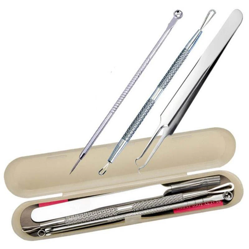 3 предмета игла для удаления прыщей Нержавеющая сталь угрей лечение акне черных