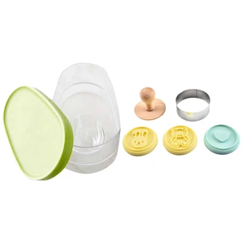 

1 Pcs Mini Fruits and Vegetable Fresh-Keeping Box & 1 Set Silicone 5-Piece Seal Biscuit Mould Chocolate Chip Cookies