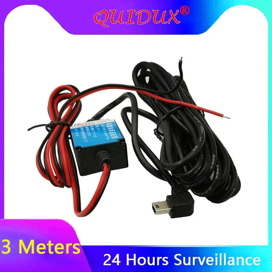 QUIDUX DC 12 V/24В 5В 3A 3M мини-usb комплект оборудования для Dash Cam Reaview зеркало Камера автомобильное зарядное устройство для GPS с автоматической зарядкой buck линии