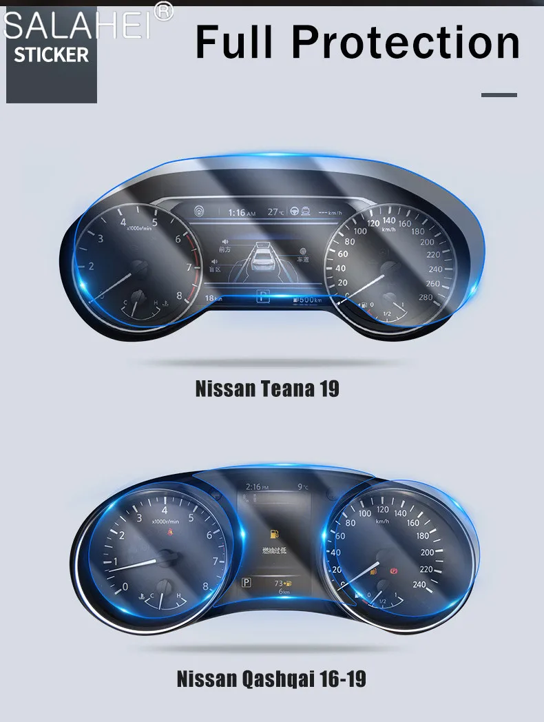 For Nissan Teana 2019 Qashqai 2016-2019 Dashboard Membrane Protective Film Car Instrument Panel Screen Protector TPU Film