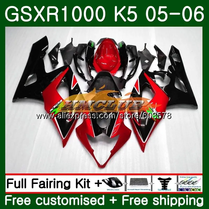 Комбинезоны для SUZUKI GSXR-1000 1000CC GSXR1000 05 06 11CL. 101 Горячая красные, черные GSX R1000 05 06 K5 GSX-R1000 GSXR 1000 2005 2006 обтекатель - Цвет: No. 1