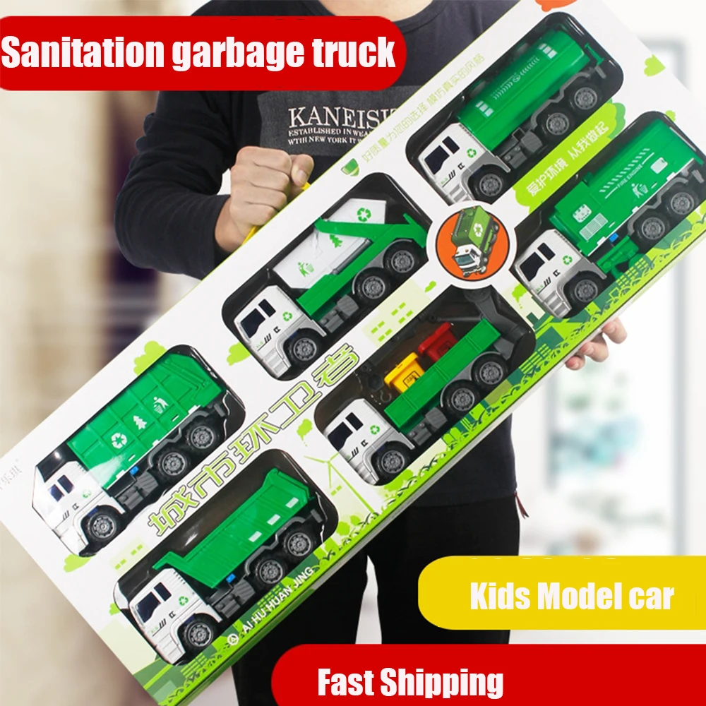 Kids Inertia Rubbish Sanitation vehicles Fire truck firefighter diecasts & toy Excavator tractor Car Model Toys for boy children kids toy fire truck model alloy diecast inertia fire ladder vehicle rescue transport car educational toys for children boys gift