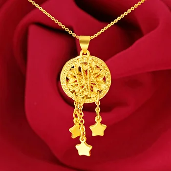 

Origional Ancient Gold Necklace Western Style Light Luxury Accessories Long Tassels Pendant man tian xing Grid Necklace