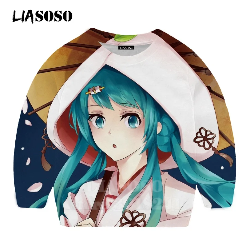 LIASOSO детей толстовки 3D принт аниме девочка Hatsune Толстовка Miku музыки детей мальчиков и девочек с круглым вырезом в стиле «хип-хоп» Детский свитер для подростков B174 - Цвет: 8