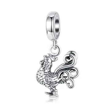 

Hot Sale Silver 925 Jewelry Pendant Charm Orginal 925 Bracelet or Necklace Deign Brave Rooster Charms DIY Jewelry SCC1337