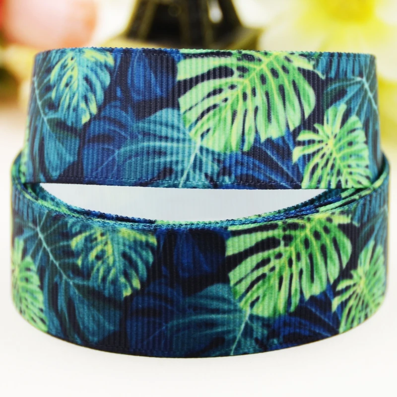 

22mm 25mm 38mm 75mm leaf printed Grosgrain Ribbon party decoration 10 Yards X-03647