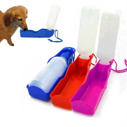 Pet Dog Cat Portable Plastic Feeding Bowl Travel Water Bottle Dispenser