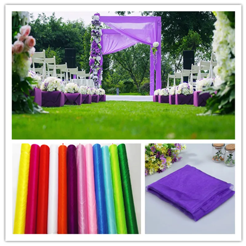 tulle organza fabric 5m/10m Sheer Crystal Organza Tulle Roll Fabric Draping Wedding Ceremony Party Home Decoration Wedding flowers arch 6z
