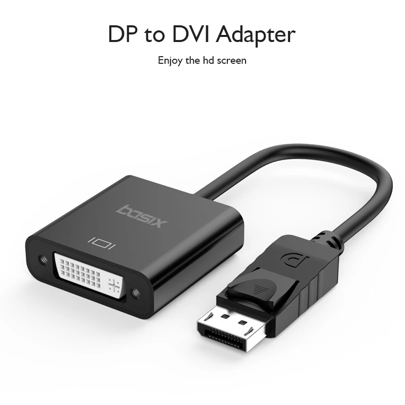 Basix DP to DVI Adapter1080P порт дисплея для Кабельный адаптер DVI папа-женщина для монитора проектор дисплей s - Цвет: black