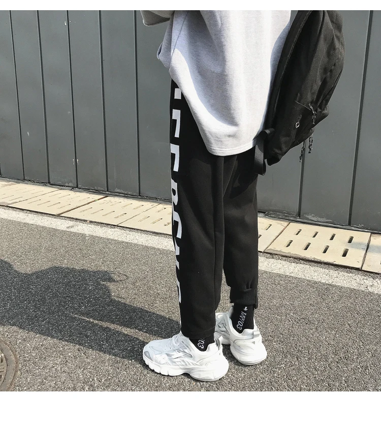 Plus Velvet Thick Joggers Pants Men's Fashion Letters Printed Casual Sweatpants Men Street Wild Hip Hop Loose Trousers Mens