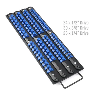 

1/4 3/8 1/2 Drive Socket Organizer Locking Tool Tray Holder Storage Rails Lock