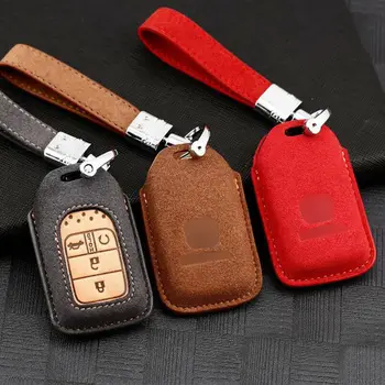 

Suede Leather Car Key Case Cover Protect Fob For Honda Accord Vezel Civic Pilot